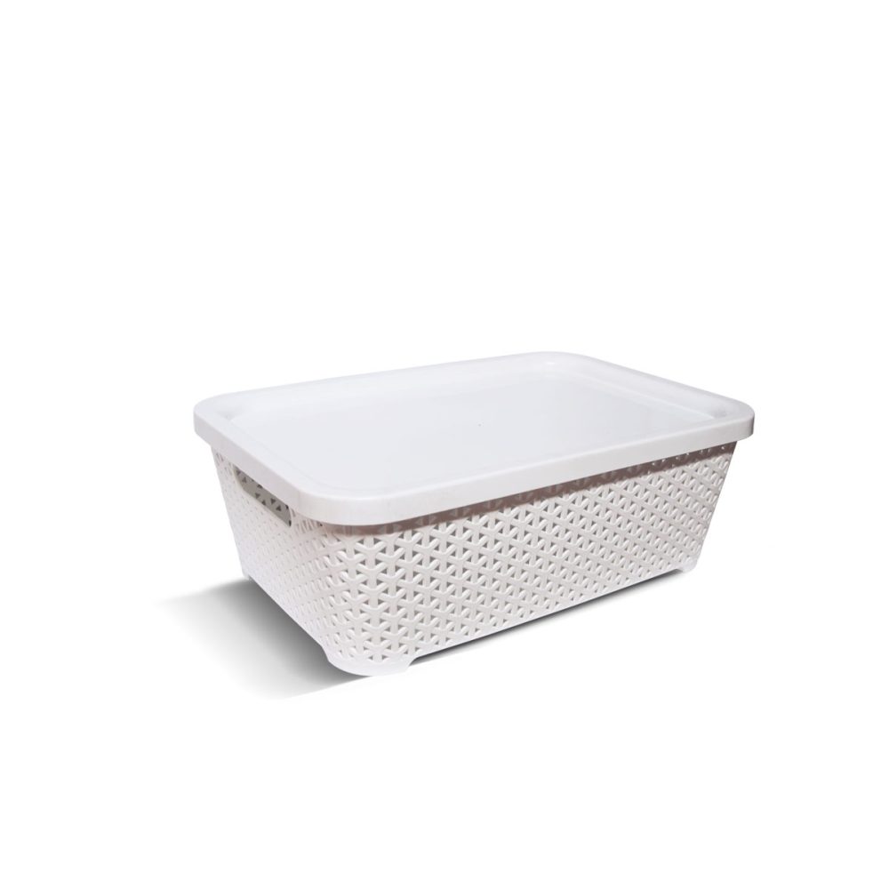 CESTO RATAN RECTANGULAR MEDIANO BAJO CON TAPA