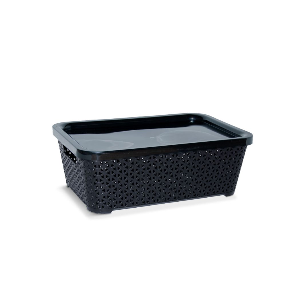 CESTO RATAN RECTANGULAR MEDIANO BAJO CON TAPA