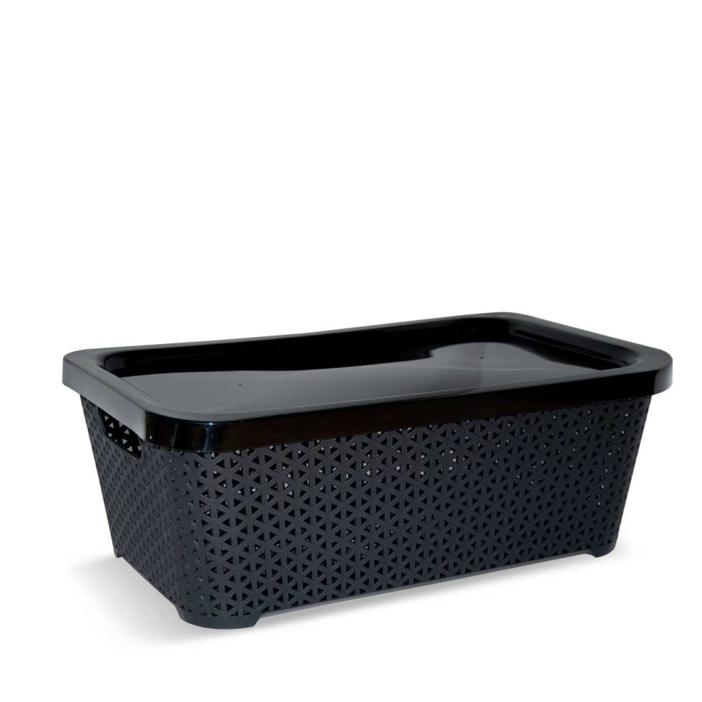 CESTO RATAN RECTANGULAR GRANDE BAJO CON TAPA