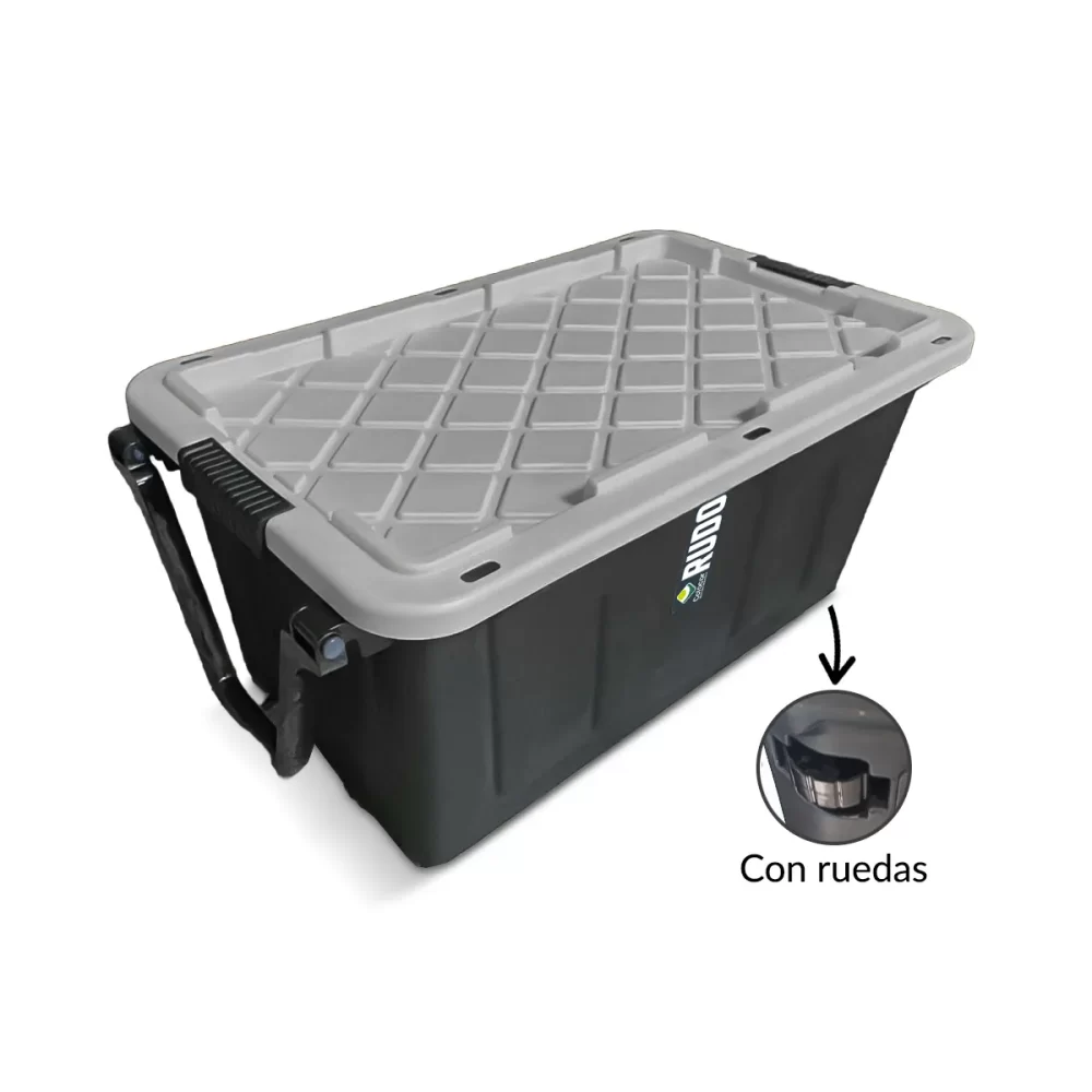 7500-gris-web CAJA CON TAPA 130 LTS RUDO CON RUEDAS