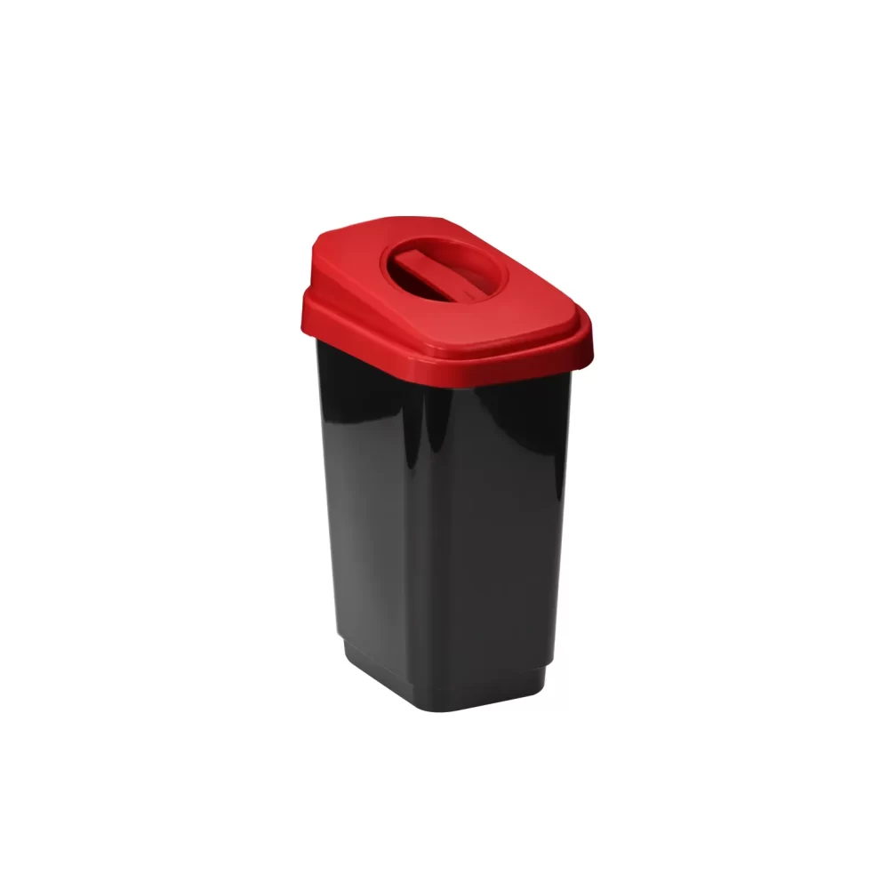 7551-slim-tapa plana 10 lts negro-rojo RECIPIENTE SLIM TAPA PLANA 10 L