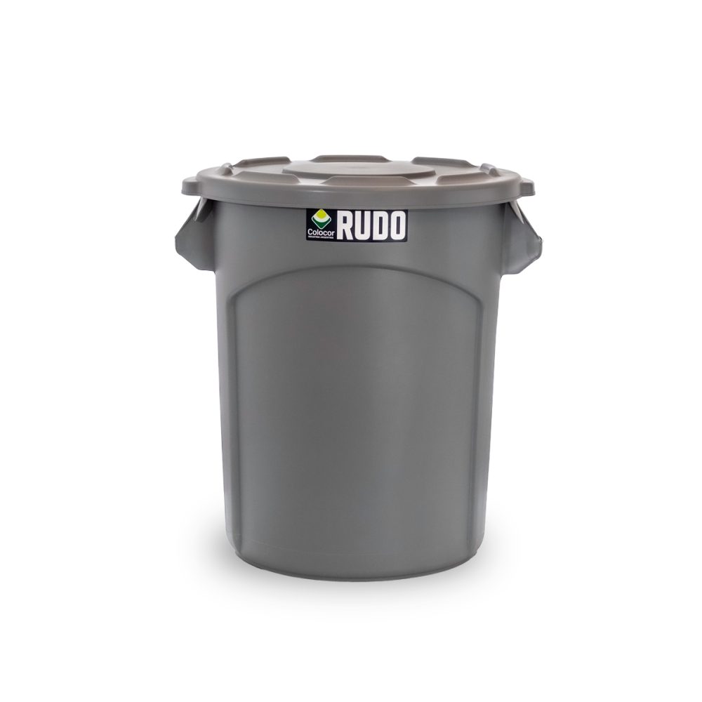 8345_gris RECIPIENTE REDONDO RUDO 80 LTS CON TAPA