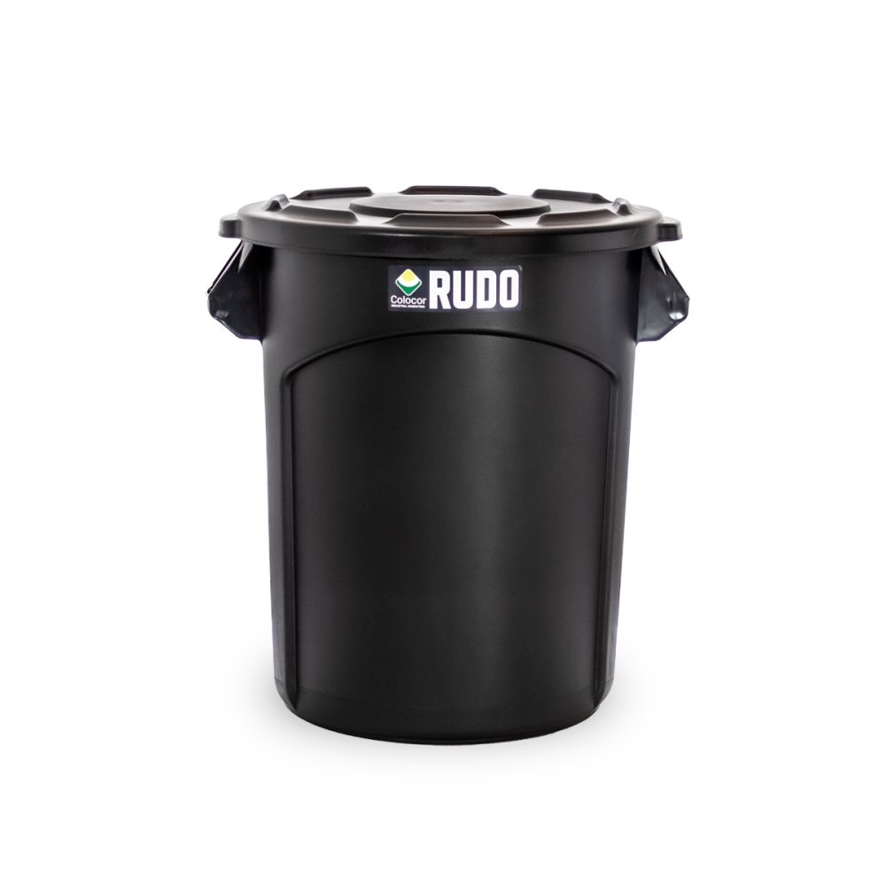 8345_negro RECIPIENTE REDONDO RUDO 80 LTS CON TAPA