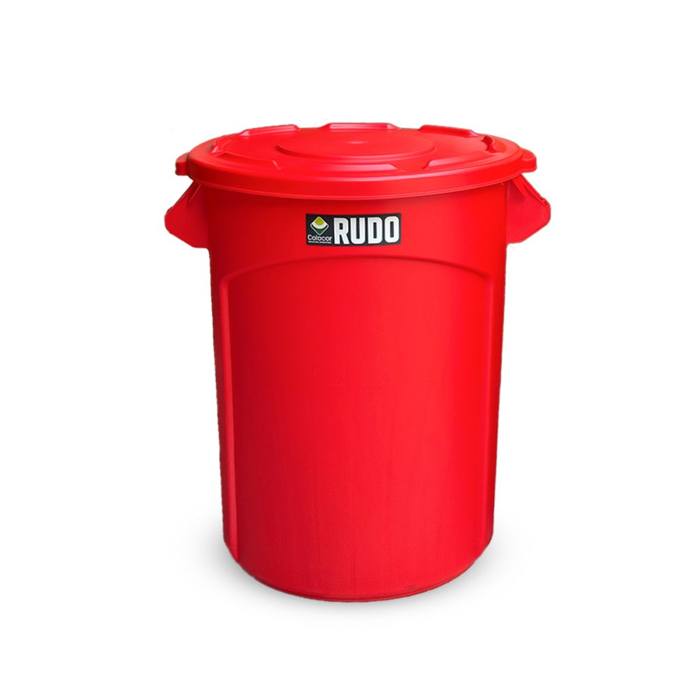 8345_rojo RECIPIENTE REDONDO RUDO 80 LTS CON TAPA