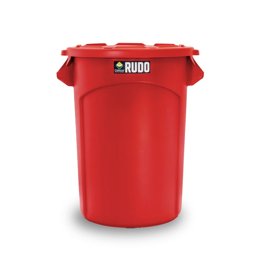 8347_rojo RECIPIENTE REDONDO RUDO 130 LTS CON TAPA
