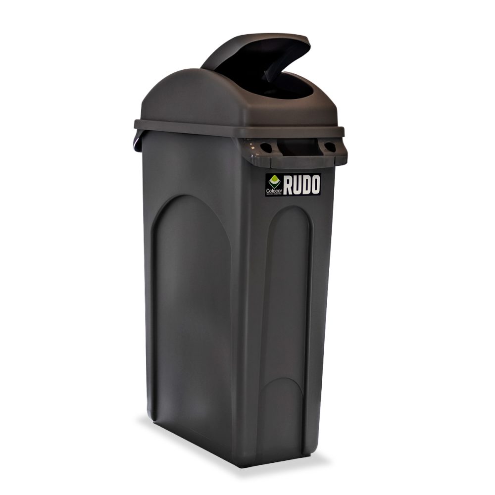 8355_negro_perfil__tapavaiven RECIPIENTE SLIM CON MANIJAS 87 LTS RUDO CON TAPA VAIVÉN