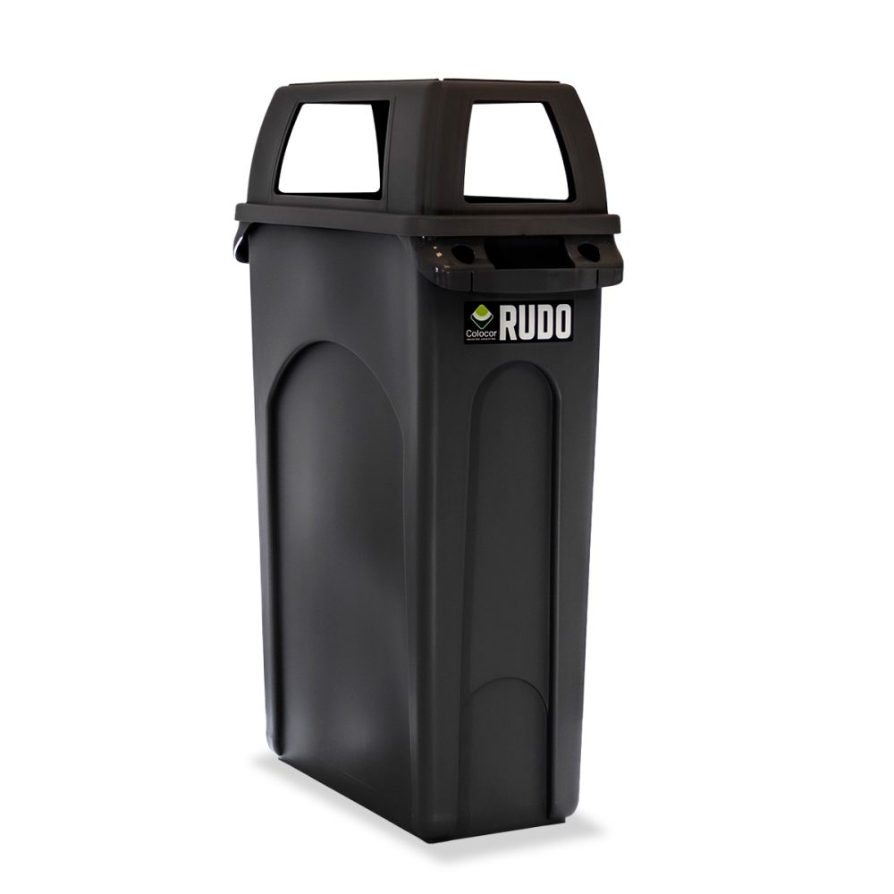 8356_negro_perfil__4bocas RECIPIENTE SLIM CON MANIJAS 87 LTS RUDO CON TAPA 4 BOCAS