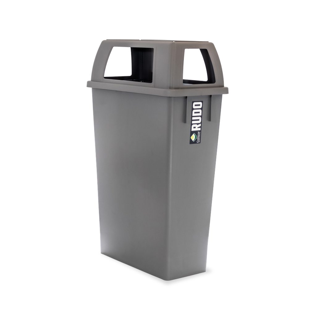 8358_gris_perfil_tapacalada_ RECIPIENTE SLIM CON MANIJAS 75 LTS RUDO CON TAPA 4 BOCAS