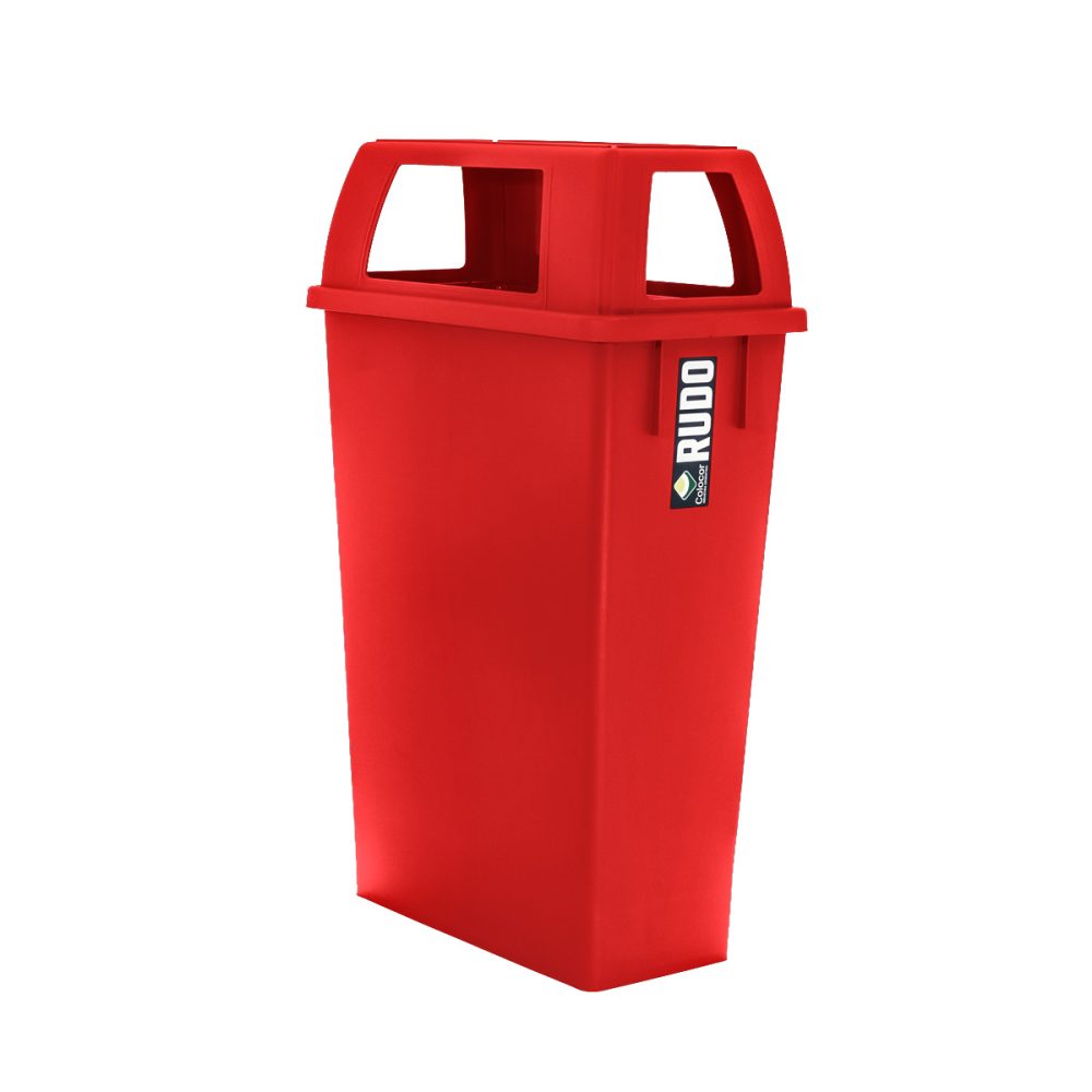 8358_rojo_perfil_tapacalada_ RECIPIENTE SLIM CON MANIJAS 75 LTS RUDO CON TAPA 4 BOCAS