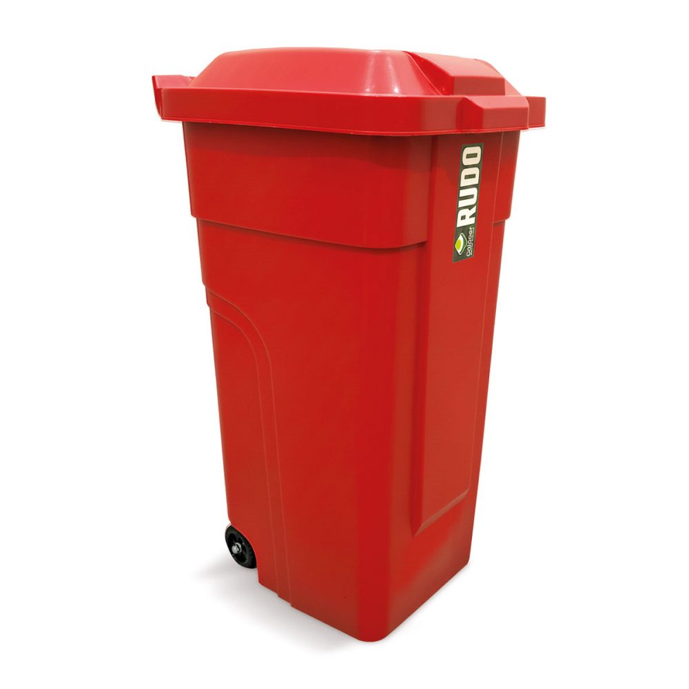 8370-rojo RECIPIENTE RUDO 90 LTS CON RUEDAS